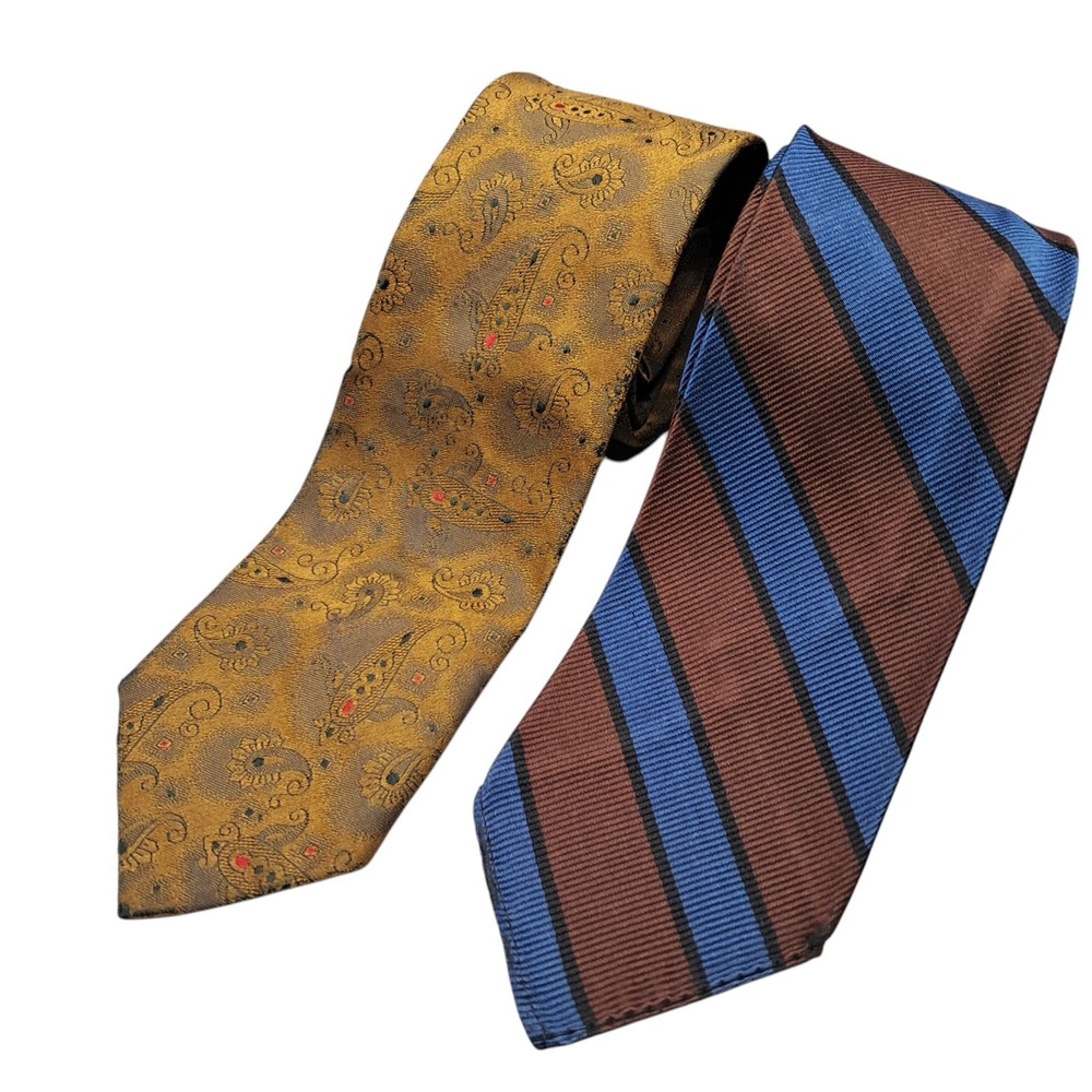 Vintage 50s Set of 2 Necktie Silk Famous Barr USA Mid Century‎ Blanford Rep VTG